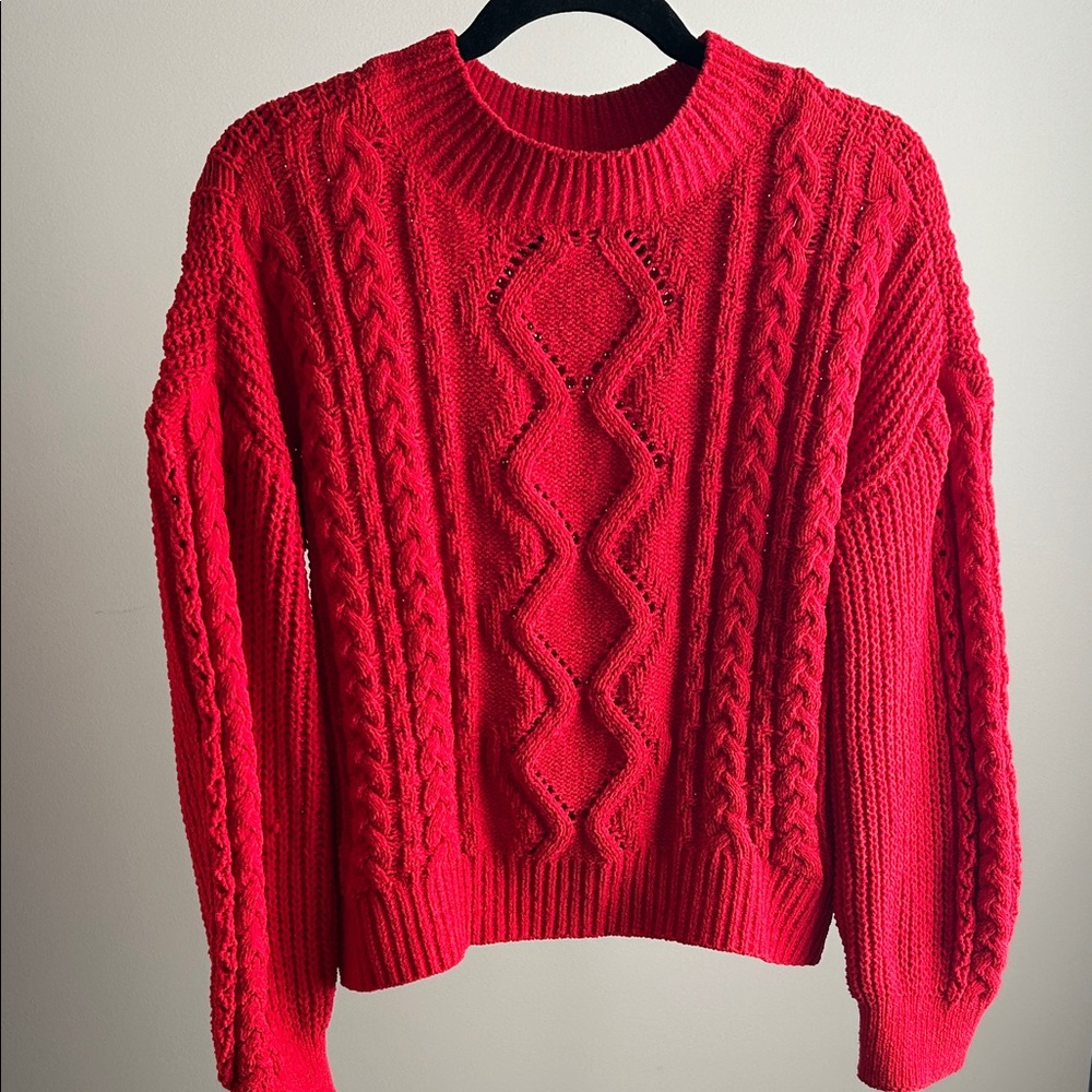 Red Cable Knit Sweater